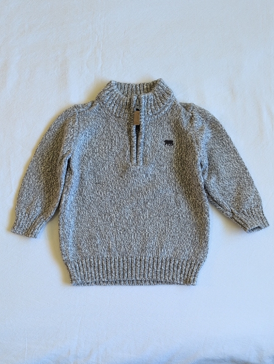 Carter's Other - carter's cotton knit popover zip sweater gray marl 12 months baby